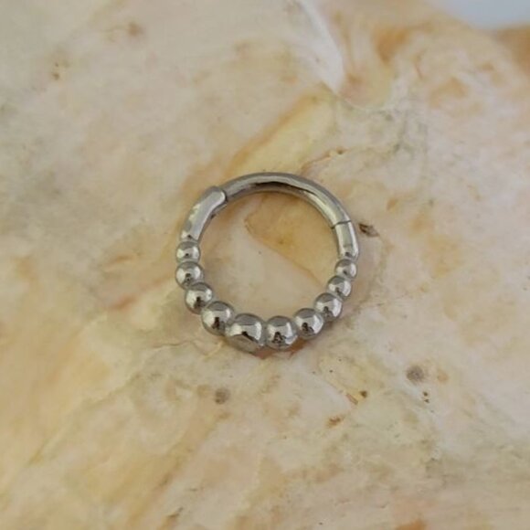 16G 10 Ball Stainless Steel Hinged Septum Segment Ring 5/16 8mm NWT - Picture 1 of 2